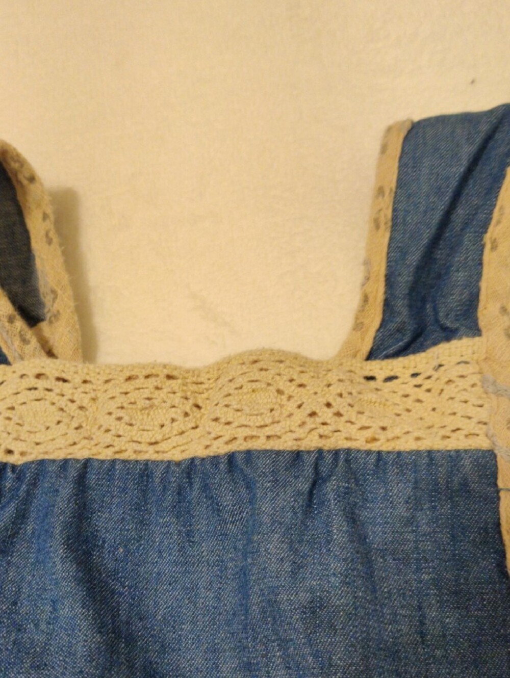Trinity Crochet-Trim Paisley Tank - Cream & Blue - Picture 12 of 13